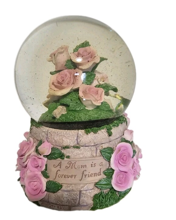 Other - Carlton Mom Pink Purple Roses Mothers Day Waterglobe Musical Vintage Rare Gifts